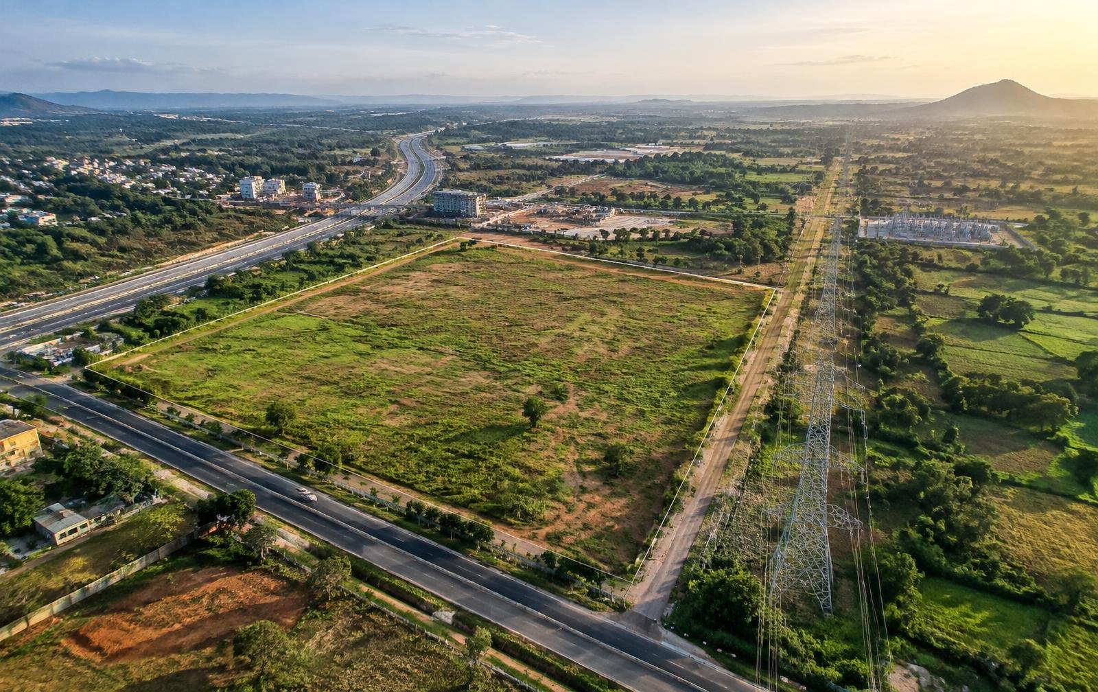 Land parcel with road and utility access